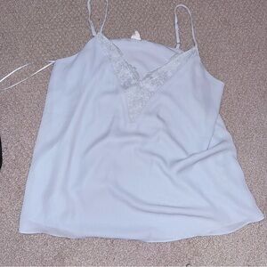 Melrose and Market Sky Blue Lace Trim top